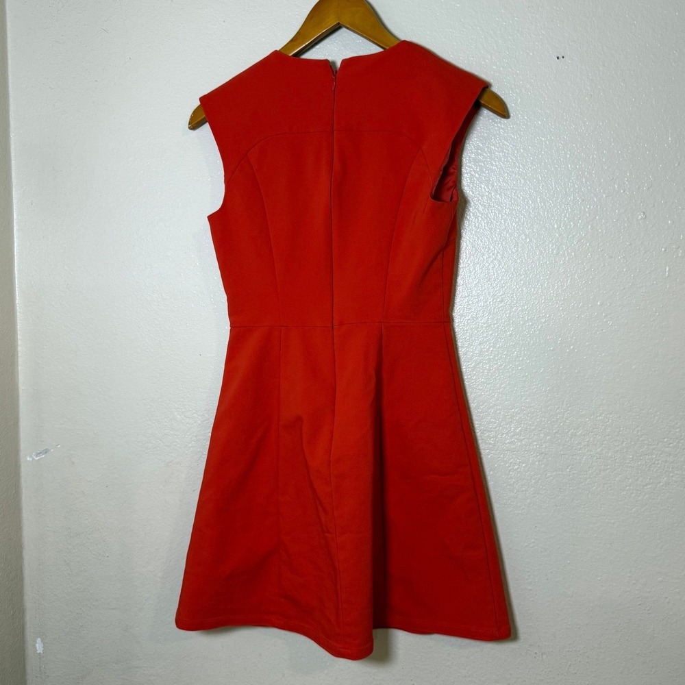 Gianni Bini Women Fit and Flare Dress XS Orange V-Neck‎ Cap Sleeve Classic - Picture 4 of 9